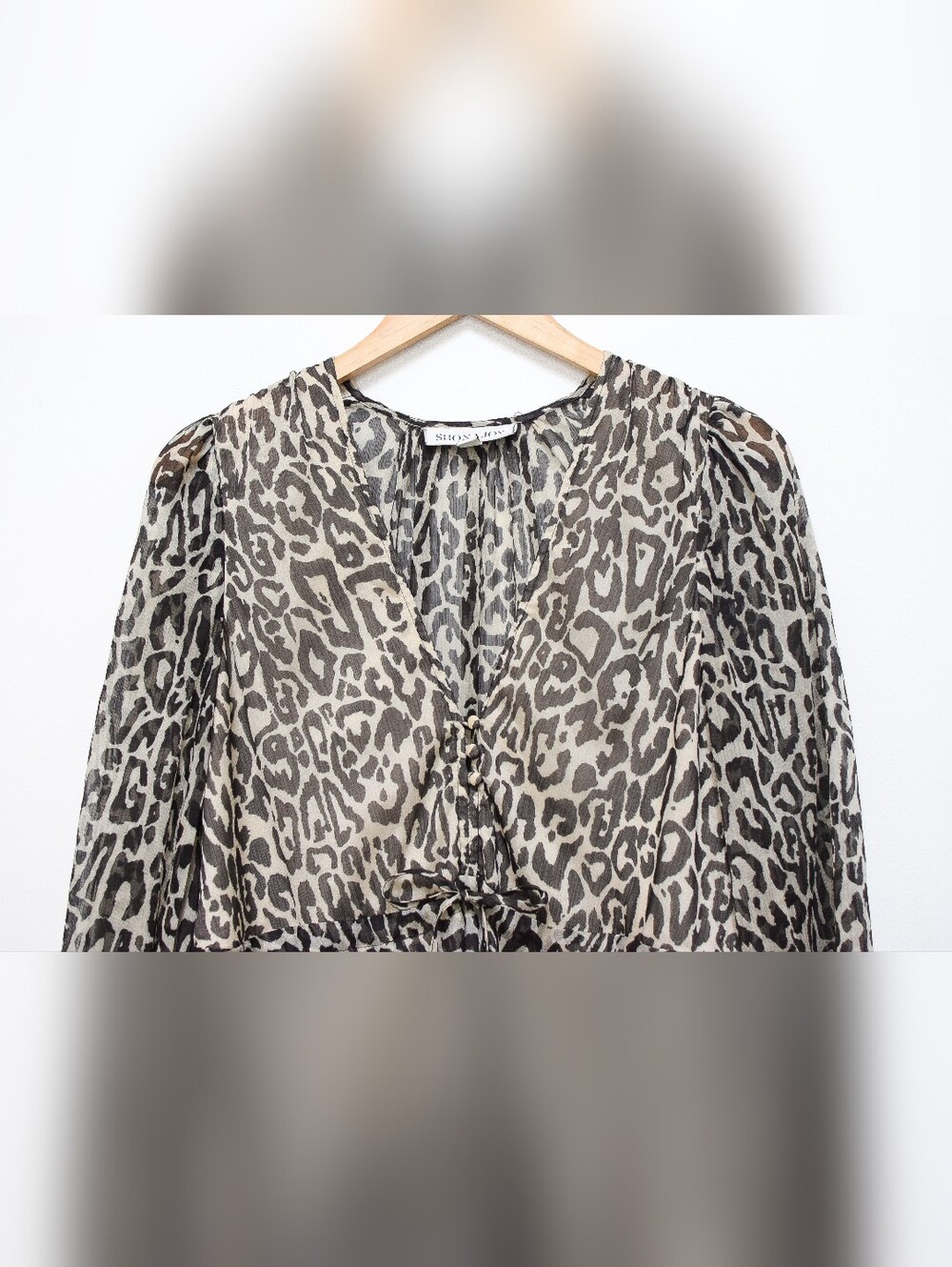 Shona Joy Mariposa Animal Print Tiered Mini Dress Leopard Drawstring Waist Sz 2 - Picture 4 of 10